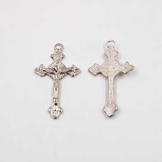 Pingente Crucifixo 47Mm Em Zamac Com 100Gr - Niquel