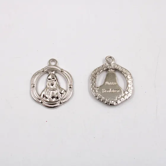 Pingente Nossa Senhora 27Mm Em Zamac Com 100Gr - Niquel