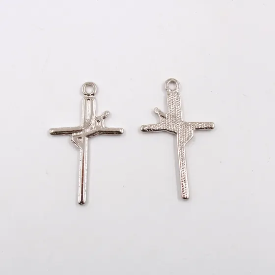 Pingente Cruz Fe 33X19Mm Em Zamac Com 100Gr - Niquel