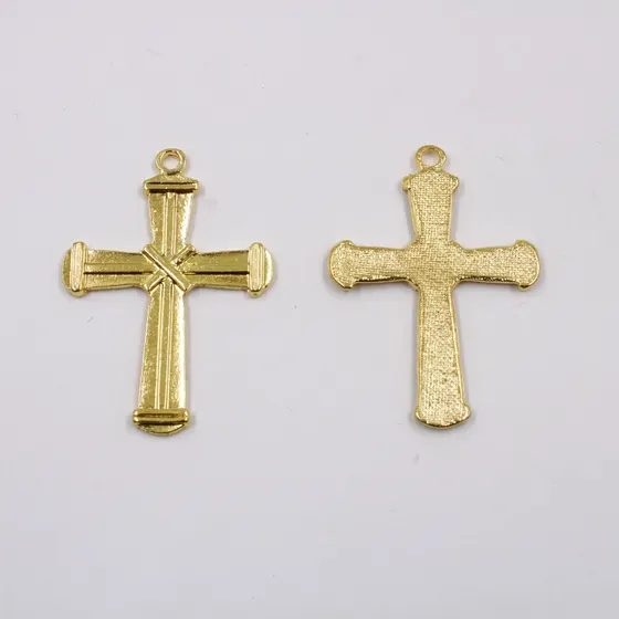 Pingente Cruz Amarrada 46 Mm Em Zamac Com 100Gr - Dourado