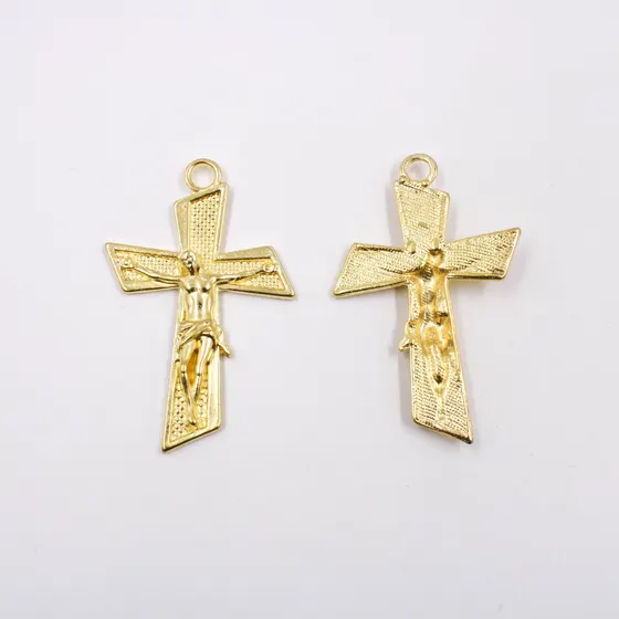 Pingente Crucifixo 62 Mm Em Zamac Com 100Gr - Dourado