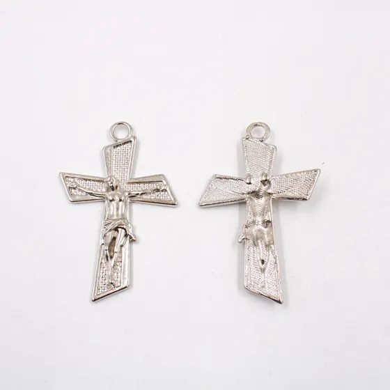 Pingente Crucifixo 62 Mm Em Zamac Com 100Gr - Niquel