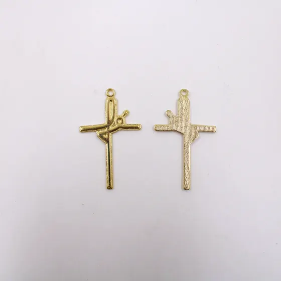 Pingente Cruz Fe 52X32Mm Em Zamac Com 100Gr - Dourado