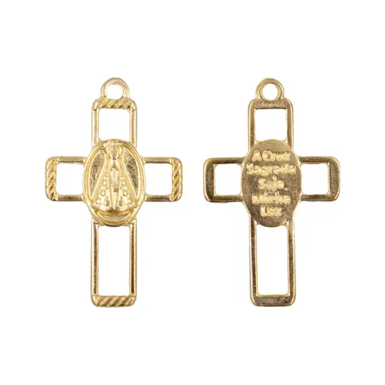 Pingente Cruz Nossa Senhora 39X23M Em Zamac Com 12 Pecas - Dourado