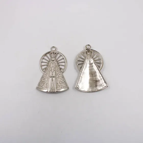 Pingente Nossa Senhora 65X43Mm Em Zamac Com 02 Pecas - Niquel