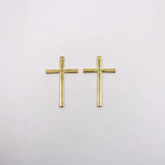 Pingente Cruz Lisa 61X38Mm Em Zamac Com 12 Pecas - Dourado