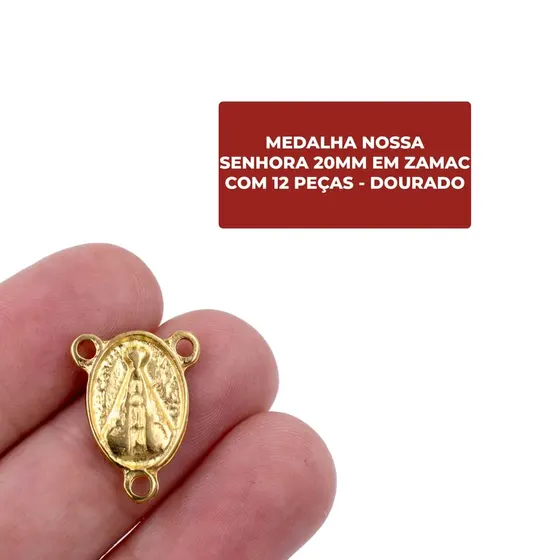 Entremeio Nossa Senhora 20Mm Em Zamac Com 12 Pecas - Dourado