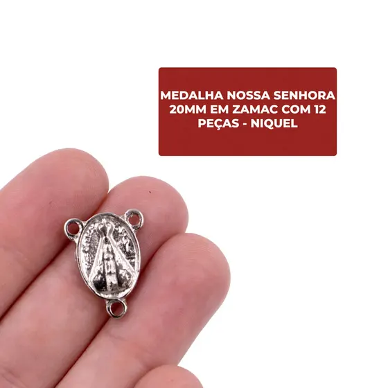 Entremeio Nossa Senhora 20Mm Em Zamac Com 12 Pecas - Niquel