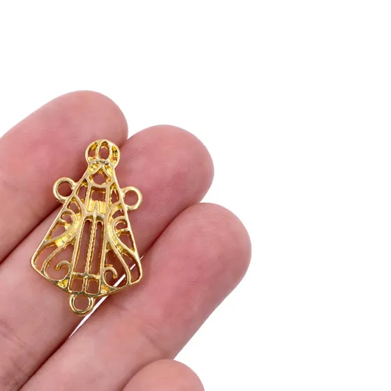 Entremeio Nossa Senhora Vazada 35Mm Em Zamac Com 12 Pecas - Dourado