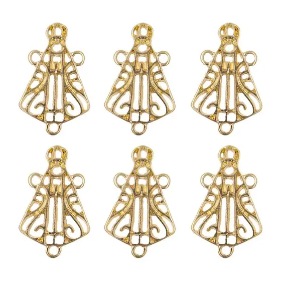 Entremeio Nossa Senhora Vazada 35Mm Em Zamac Com 12 Pecas - Dourado