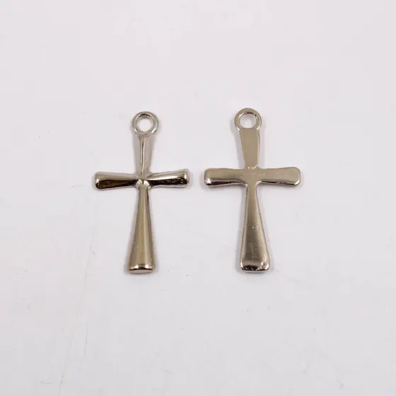 Pingente Cruz Lisa 43X20Mm Em Zamac Com 12 Pecas - Niquel