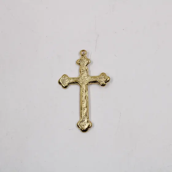 Pingente Cruz Trabalhada 51X31Mm Em Zamac Com 12 Pecas - Dourado