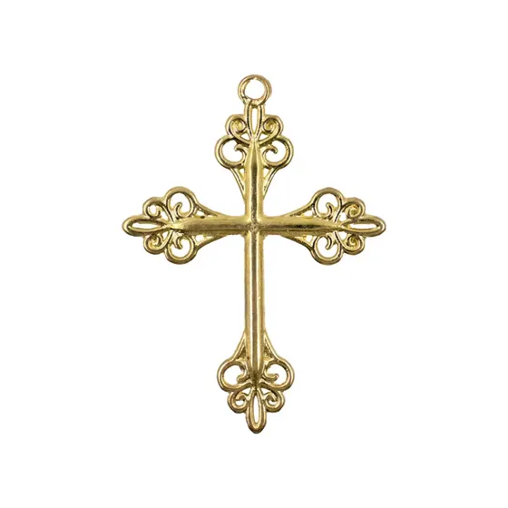 Pingente Cruz Rustica 58X43Mm Em Zamac Com 12 Pecas - Dourado