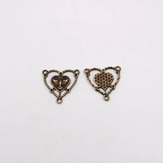 Entremeio Coracao Espirito Santo 29Mm Em Zamac Com 12 Pecas - Ouro Velho