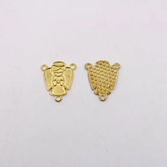 Medalha Anjo 24Mm Em Zamac Com 12 Pecas - Dourado