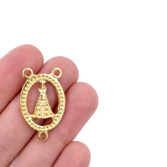 Entremeio Nossa Senhora Vazada 30Mm Em Zamac Com 12 Pecas - Dourado