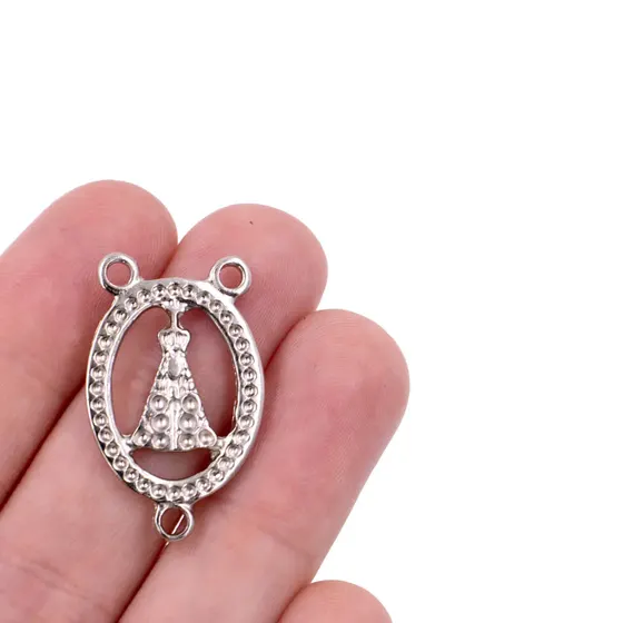Entremeio Nossa Senhora Vazada 30Mm Em Zamac Com 12 Pecas - Niquel