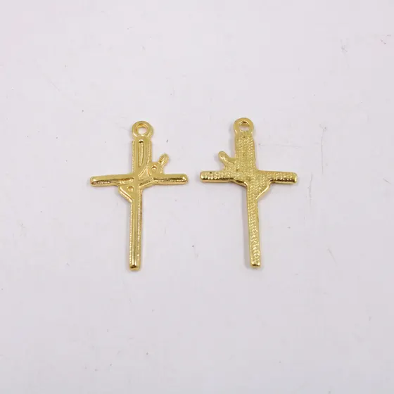 Pingente Cruz Fe 33X20Mm Em Zamac Com 12 Pecas - Dourado