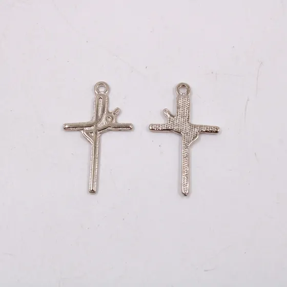 Pingente Cruz Fe 33X20Mm Em Zamac Com 12 Pecas - Niquel