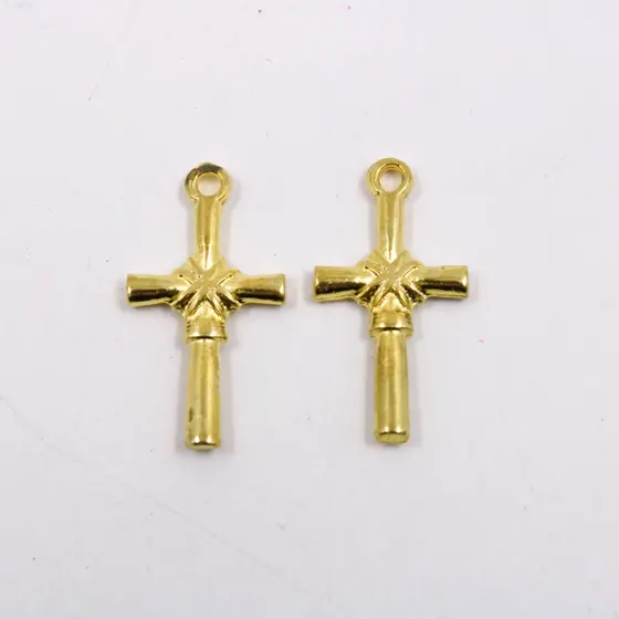 Pingente Cruz 26Mm Em Zamac Em 12 Pecas - Dourado