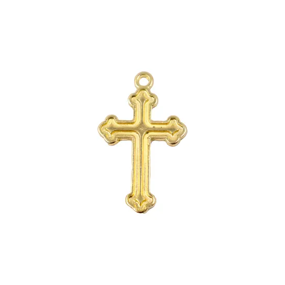 Pingente Cruz Trabalhada 37Mm Em Zamac Com 12 Pecas - Dourado