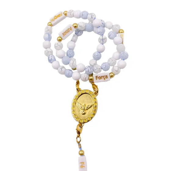 Entremeio Espirito Santo 30Mm Em Zamac Com 12 Pecas - Dourado