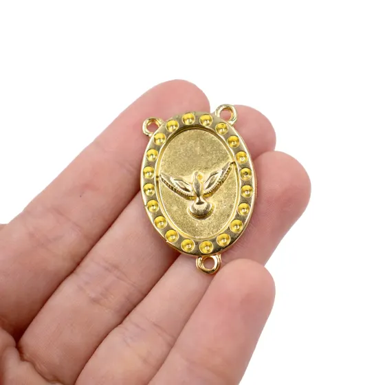 Entremeio Espirito Santo 30Mm Em Zamac Com 12 Pecas - Dourado
