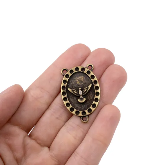 Entremeio Espirito Santo 30Mm Em Zamac Com 12 Pecas - Ouro Velho