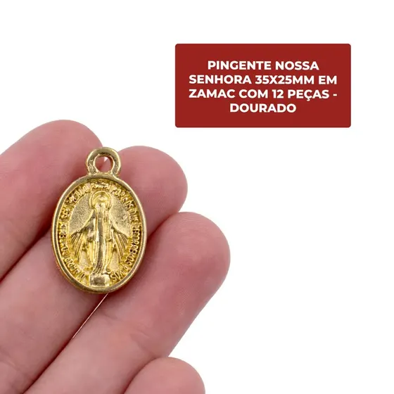 Pingente Nossa Senhora 35X25Mm Em Zamac Com 12 Pecas - Dourado