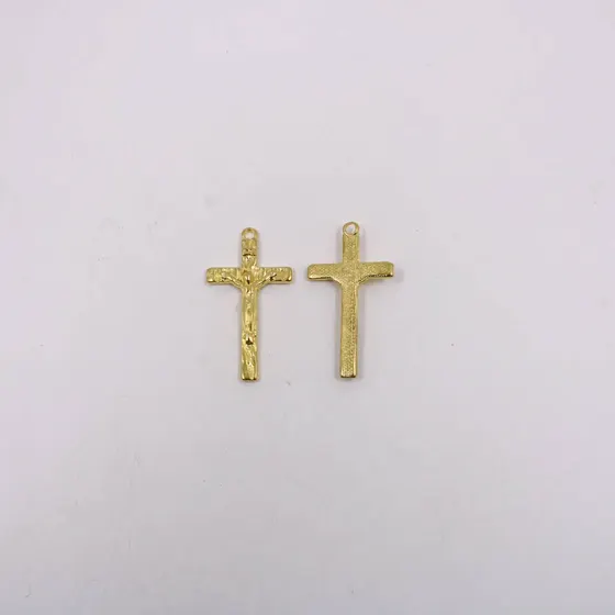 Pingente Cruz Com Jesus Em Zamac 40Mm Zamac Com 12 Pecas - Dourado