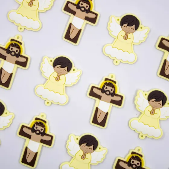 Aplique Cruz E Anjo (Nuvem) 50X40Mm Emborrachado Com 50 Pecas - Amarelo Bebe