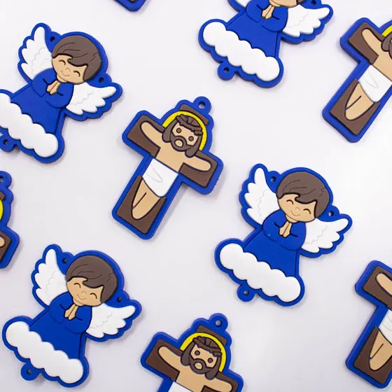 Aplique Cruz E Anjo (Nuvem) 50X40Mm Emborrachado Com 50 Pecas - Azul Bic