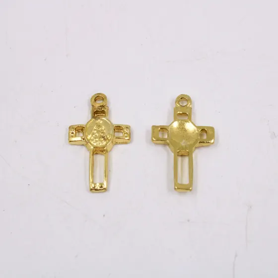 Pingente Cruz Nossa Senhora 27X15Mm Em Zamac Com 12 Pecas - Dourado