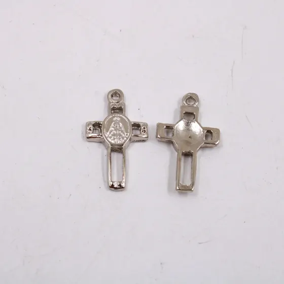 Pingente Cruz Nossa Senhora 27X15Mm Em Zamac Com 12 Pecas - Niquel