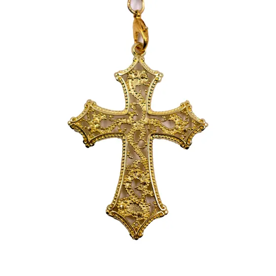 Pingente Crucifixo 70X40Mm Em Zamac Com 10 Pecas - Dourado