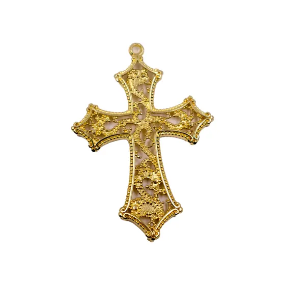 Pingente Crucifixo 70X40Mm Em Zamac Com 10 Pecas - Dourado