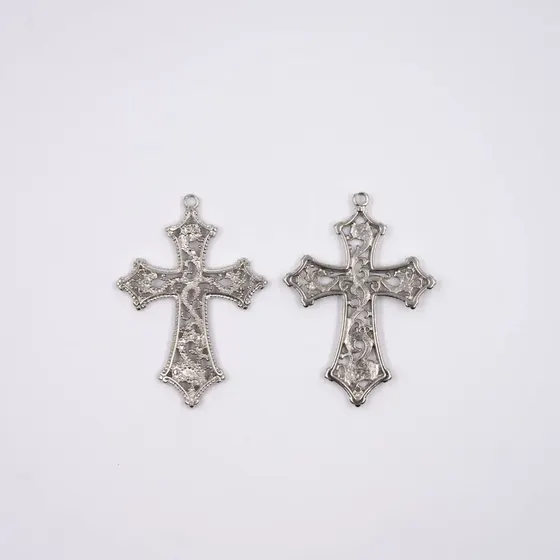 Pingente Crucifixo 70X40Mm Em Zamac Com 10 Pecas - Niquel