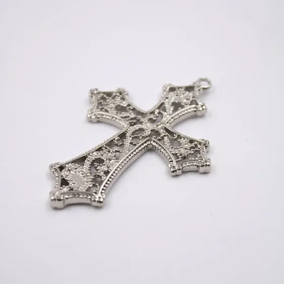 Pingente Crucifixo 70X40Mm Em Zamac Com 10 Pecas - Niquel