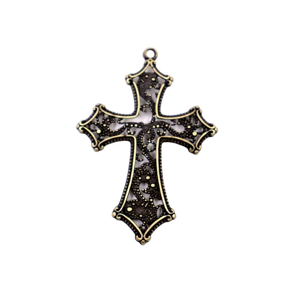 Pingente Crucifixo 70X40Mm Em Zamac Com 10 Pecas - Ouro Velho