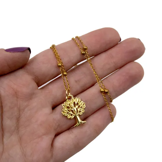 Pingente Arvore Da Vida P 21X16Mm Em Zamac Com 12 Pecas - Dourado