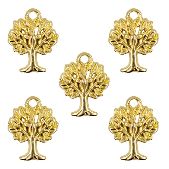Pingente Arvore Da Vida P 21X16Mm Em Zamac Com 12 Pecas - Dourado