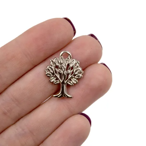 Pingente Arvore Da Vida P 21X16Mm Em Zamac Com 12 Pecas - Niquel