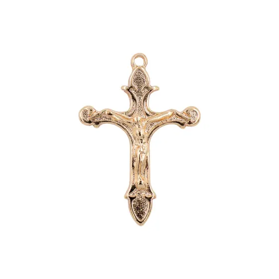 Pingente Cataforetico Crucifixo 52X32Mm Em Zamac Com 10 Pecas - Dourado