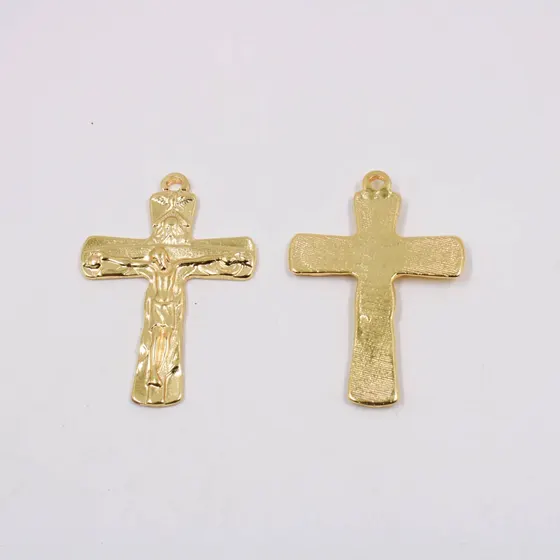 Pingente Cataforetico Crucifixo 62X45Mm Em Zamac Com 02 Pecas - Dourado