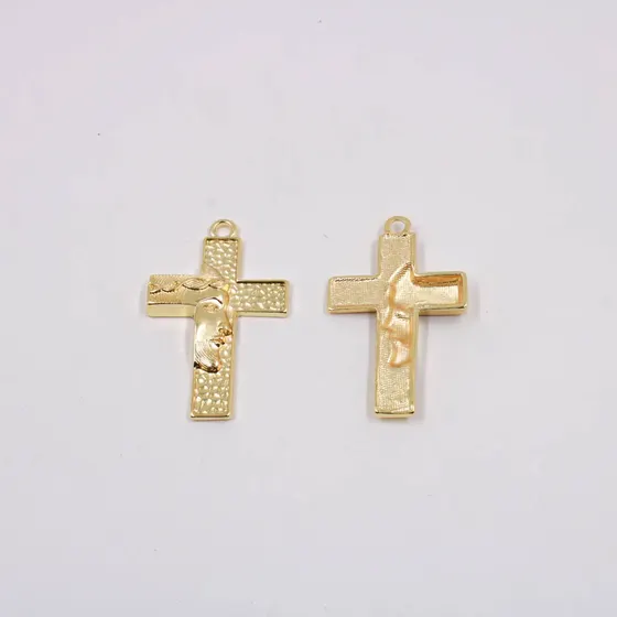 Pingente Cataforetico Crucifixo 63X40Mm Em Zamac Com 02 Pecas - Dourado