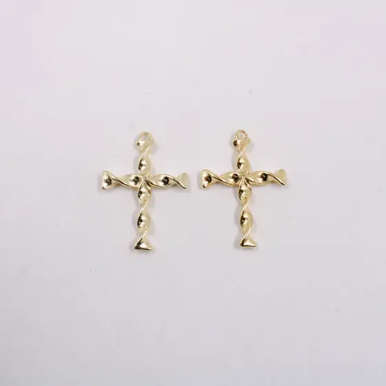 Pingente Cataforetico Cruz Torcida 43X30Mm Em Zamac Com 12 Pecas - Dourado