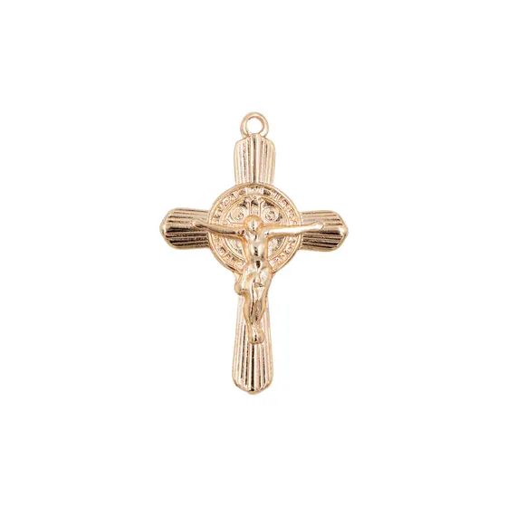 Pingente Cataforetico Crucifixo 50X33Mm Em Zamac Com 07 Pecas - Dourado