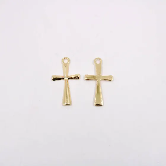 Pingente Cataforetico Cruz 38X20Mm Em Zamac Com 12 Pecas - Dourado