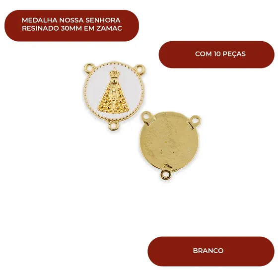 Medalha Nossa Senhora Resinado 30Mm Em Zamac Com 10 Pecas