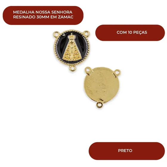 Medalha Nossa Senhora Resinado 30Mm Em Zamac Com 10 Pecas